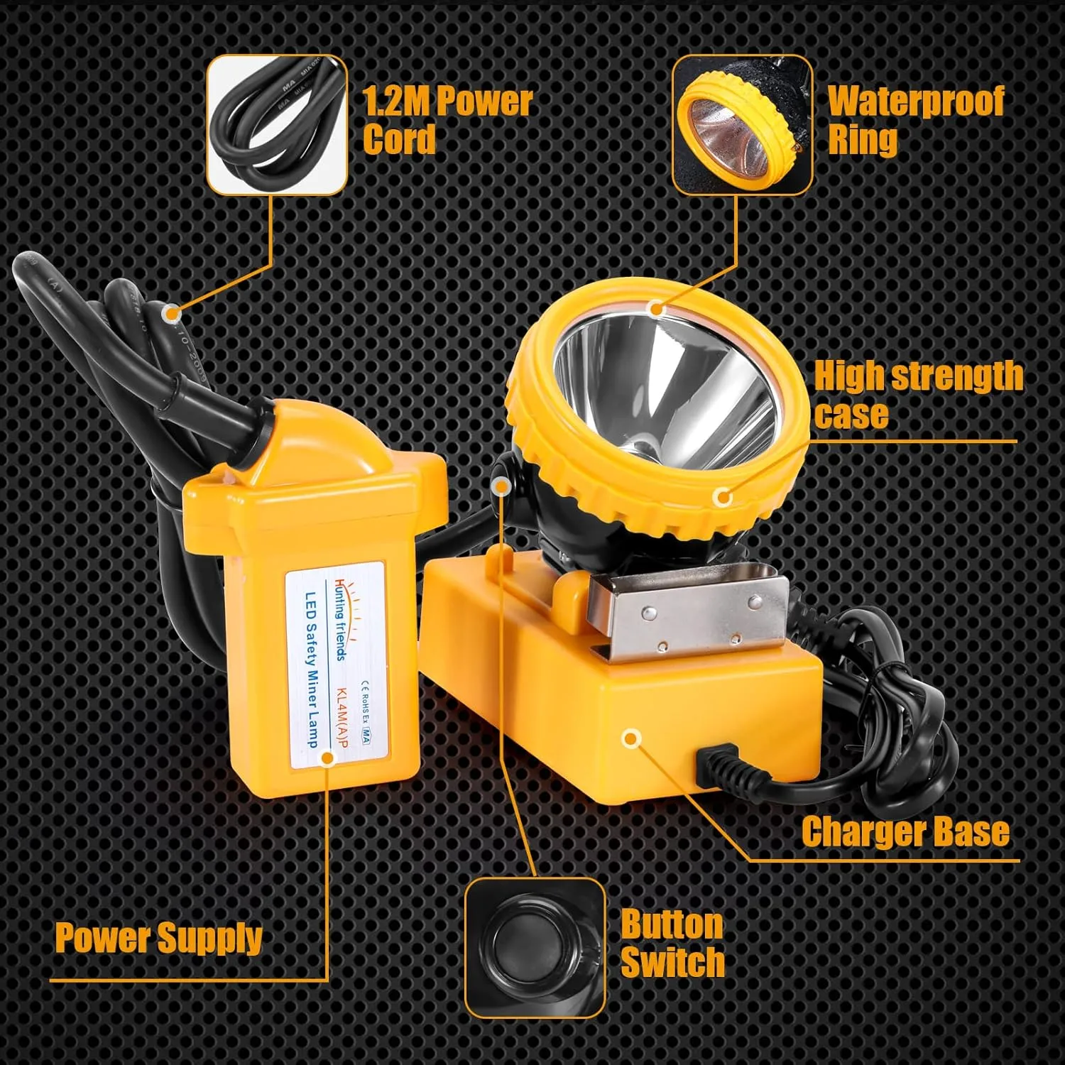 High Lumens Rechargeable LED Mining Headlamp – Super Bright Waterproof Hard Hat Cap Lamp, Explosion-Proof Underground Headlight for Coal Mine, Tunnel, Oil Field, Construction, Outdoor Work