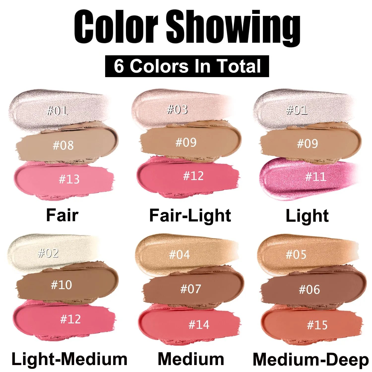 Hilareco PHOERA Foundation,3 PCS Contour Stick Makeup Kit,Shades with Highlighter Stick,Blush Stick and Bronzer Contour (102 102  Fair-Light Contour/Nude  Nude #03,#09,#12)