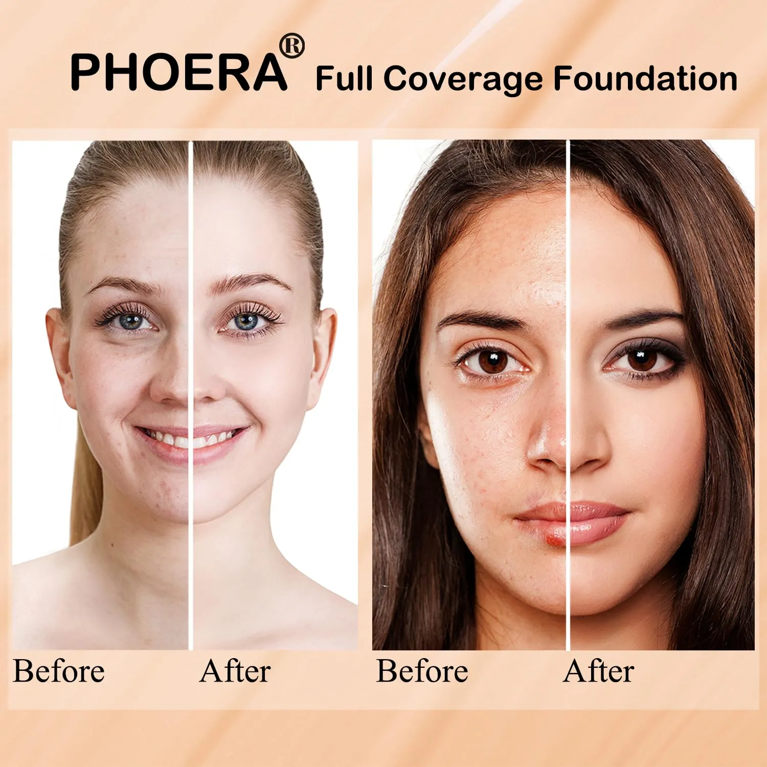 Hilareco PHOERA Foundation,3 PCS Contour Stick Makeup Kit,Shades with Highlighter Stick,Blush Stick and Bronzer Contour (102 102  Fair-Light Contour/Nude  Nude #03,#09,#12)