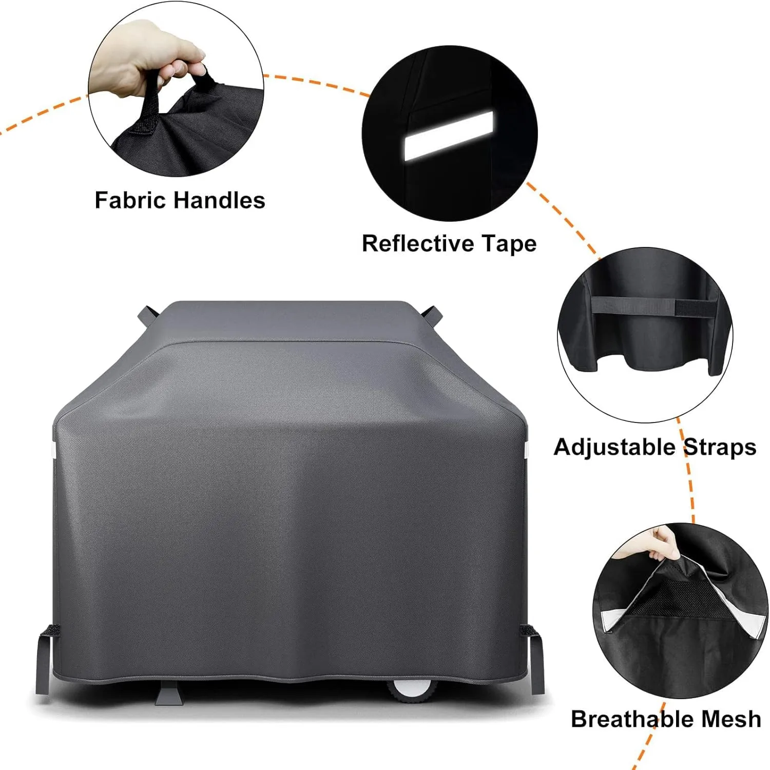 Hisencn 65 Inch Gas Grill Cover for 3 to 6 Burner Charbroil, Nexgrill, Weber, Dyna-Glo, Jenn Air, Kenmore, Brinkmann and More, Heavy Duty Waterproof BBQ Cover, All Weather Protection BBQ Cover