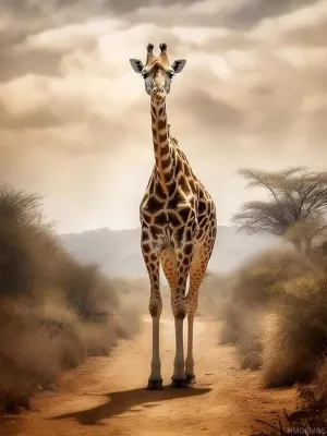 HMDIIMGE 5D Dusk Giraffe Diamond Painting Kits Vintage Animal, DIY Diamond Art Full Round Drill Crystal Embroidery Cross Stitch, for New Year Party Home Decorations Farmhouse Wall Decor 12x16 Inch