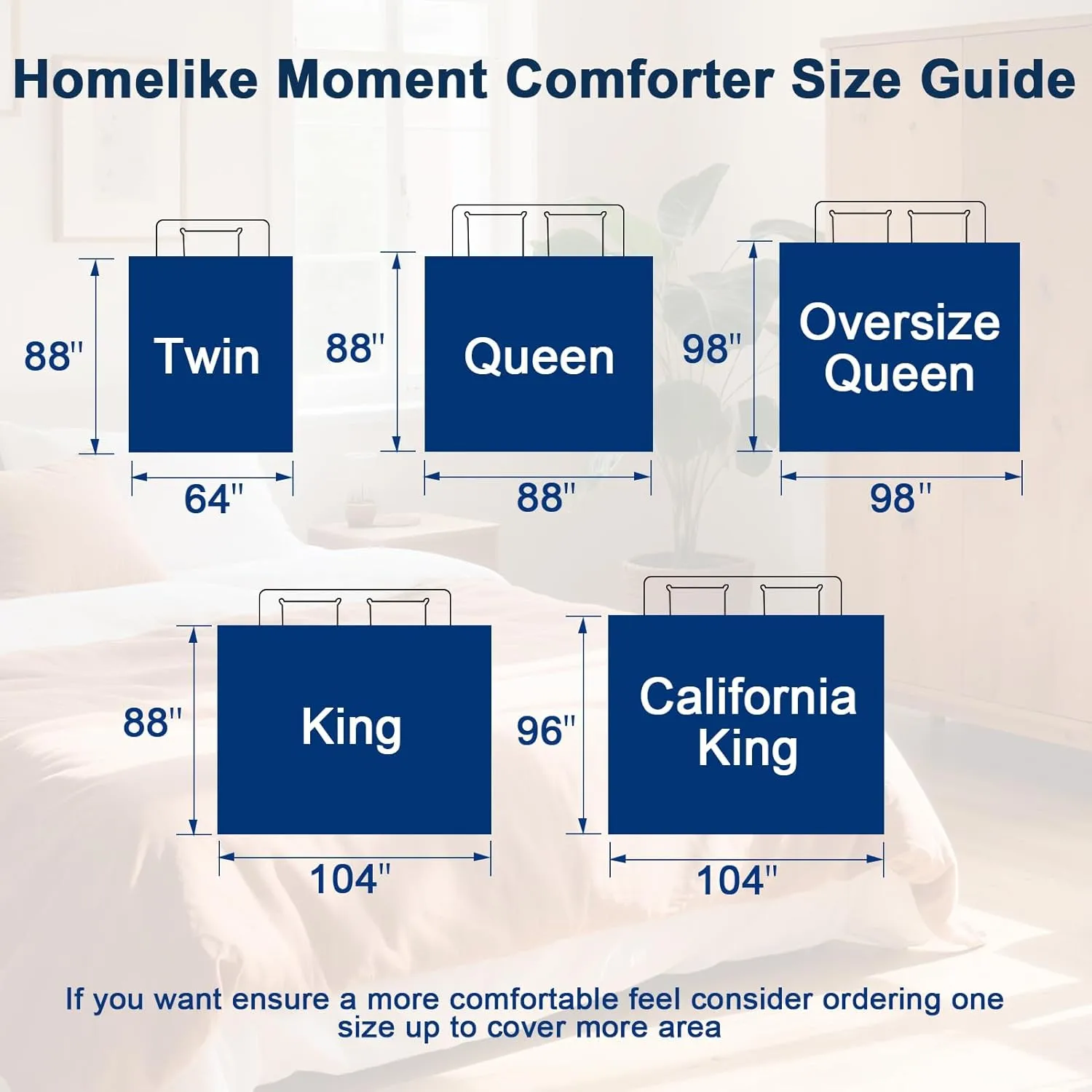 Homelike Moment Comforters Queen Size - Blue Duvet Insert Down Alternative Bed Queen Comforter, Lightweight Bedding Comforters Full Size Quilted Soft All Season Reversible Blue/White