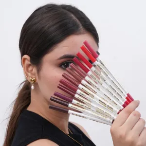 Hud.a Gir.l Lip Liner Pencil Set for Women and Girls - Soft Waterproof Smooth Lipliner Pencil, Long Lasting Matte Pigments in 12 Colors, Lip Liner Set