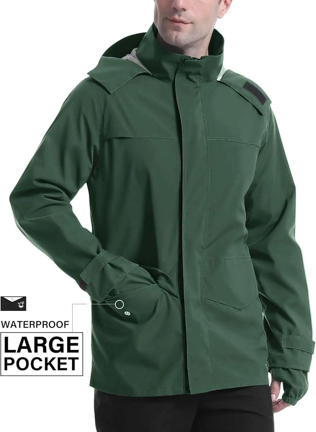iCreek Rain Jacket Men's Lightweight with Hood Packable Waterproof Raincoat Breathable Antistorm Jacket Windbreaker