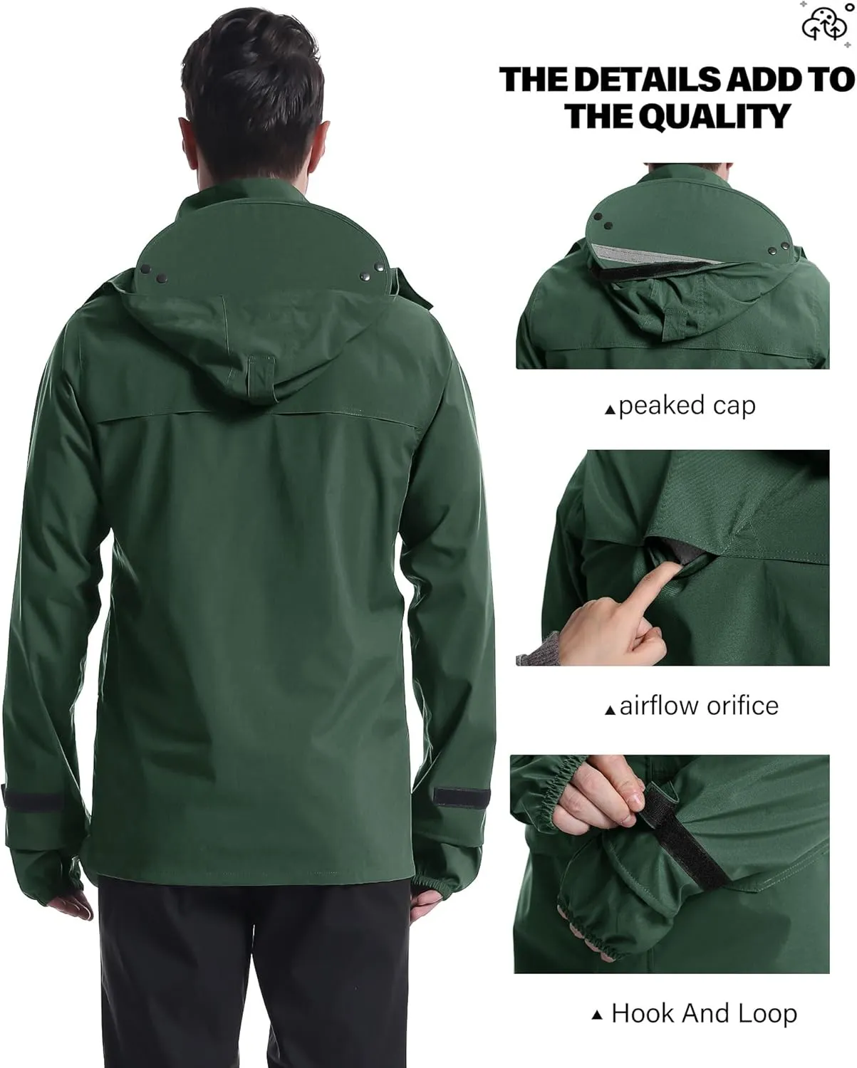 iCreek Rain Jacket Men's Lightweight with Hood Packable Waterproof Raincoat Breathable Antistorm Jacket Windbreaker