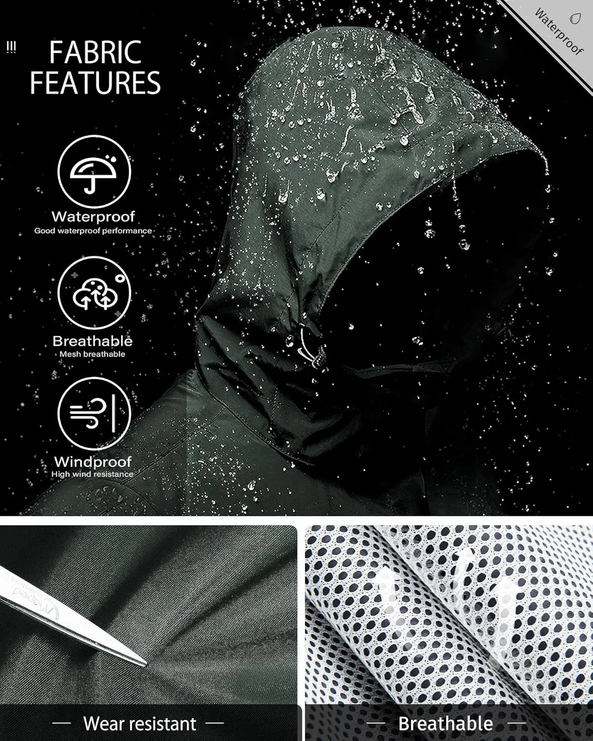 iCreek Rain Jacket Men's Lightweight with Hood Packable Waterproof Raincoat Breathable Antistorm Jacket Windbreaker