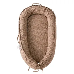 Infant Lounger, Baby Nest Cover for Baby Girls & Boys, Newborn Essentials for Baby 0-12 Months, 100% Cotton Breathable, Portable Travel Bed (Brown Blossom_, Cotton_Muslin)