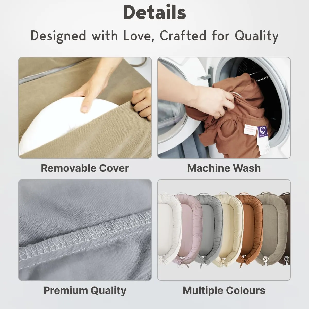 Infant Lounger, Baby Nest Cover for Baby Girls & Boys, Newborn Essentials for Baby 0-12 Months, 100% Cotton Breathable, Portable Travel Bed (Brown Blossom_, Cotton_Muslin)