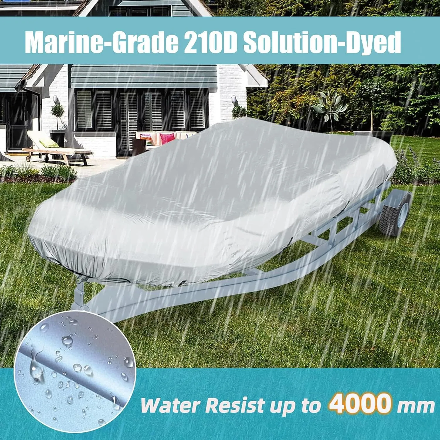 Inflatable Boat Cover 7 Sizes Dinghy Cover Waterproof Anti-UV Boat Tarp for Small Inflatable and Rigid Inflatable Boats,420 * 210 * 46cm