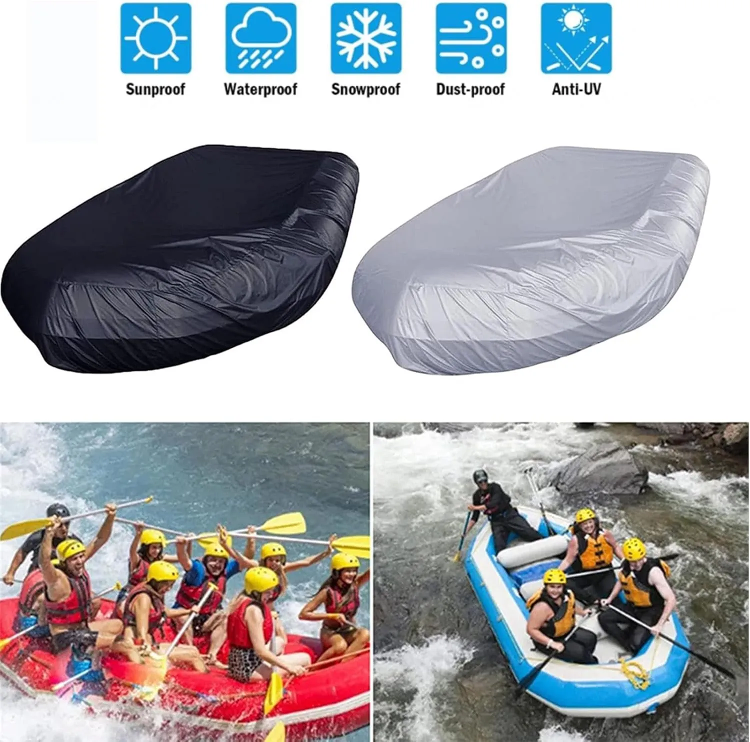 Inflatable Boat Cover 7 Sizes Dinghy Cover Waterproof Anti-UV Boat Tarp for Small Inflatable and Rigid Inflatable Boats,470 * 210 * 46cm