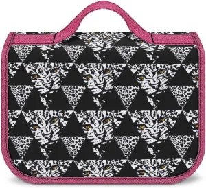 Ink Brush Strokes Pattern Toiletry Bag with Hanging Hook Large Cosmetic Bags Detachable Makeup Pouch Bathroom Accessories