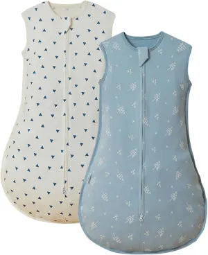 insular Wearable Blanket 2 Pack Cotton Baby Sleep Sack with 2-Way Zipper for Boys Girls Unisex