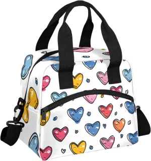 Insulated Lunch Bag for Men Women Adult, Curtain Love on White Backdrop Reusable Lunch Box with Adjustable Shoulder Strap Large Leakproof Cooler Bag for Picnic Work