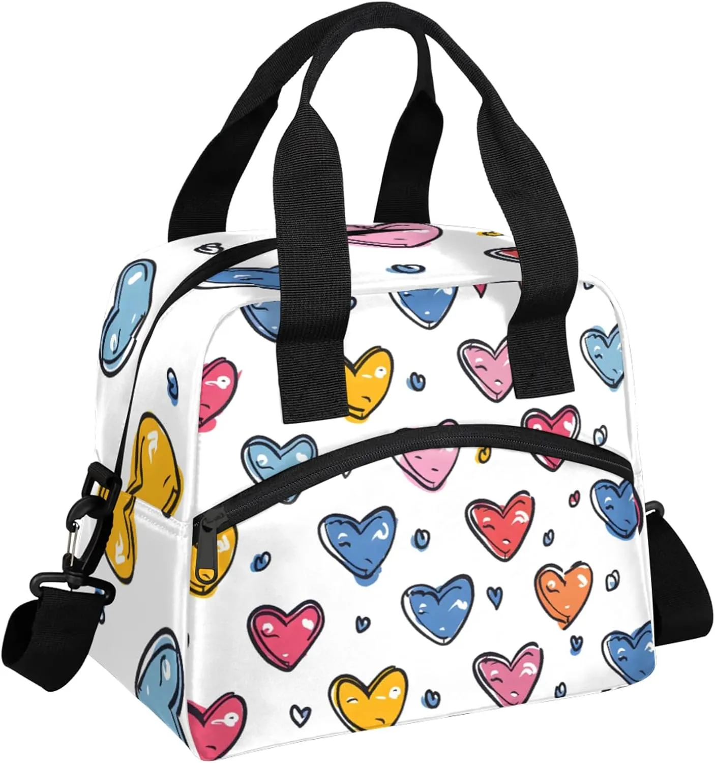 Insulated Lunch Bag for Men Women Adult, Curtain Love on White Backdrop Reusable Lunch Box with Adjustable Shoulder Strap Large Leakproof Cooler Bag for Picnic Work