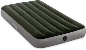 Intex 64763E Dura-Beam Standard Downy Air Mattress: Fiber-Tech – Queen Size – Built-in Foot Pump – 10in Bed Height – 600lb Weight Capacity