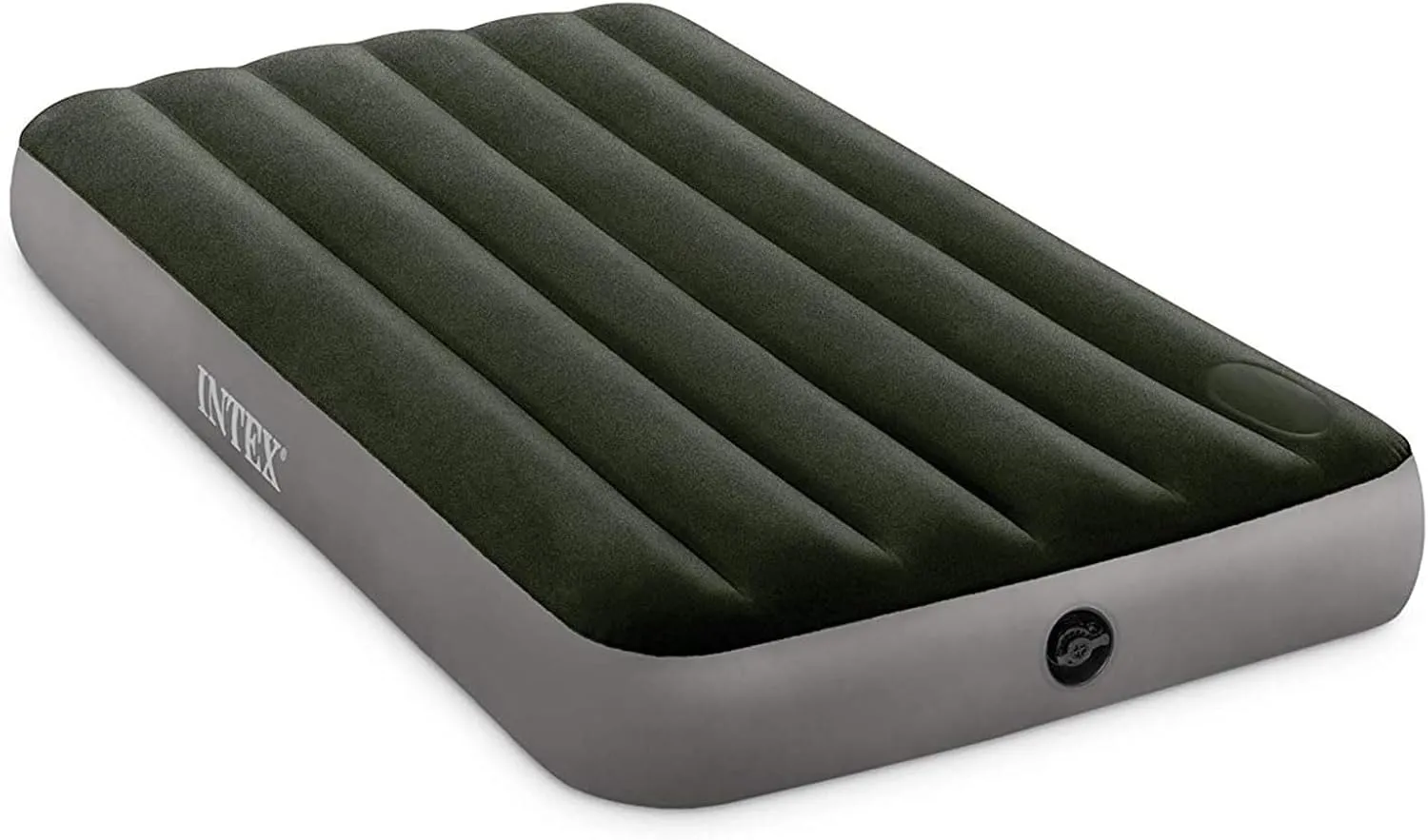Intex 64763E Dura-Beam Standard Downy Air Mattress: Fiber-Tech – Queen Size – Built-in Foot Pump – 10in Bed Height – 600lb Weight Capacity