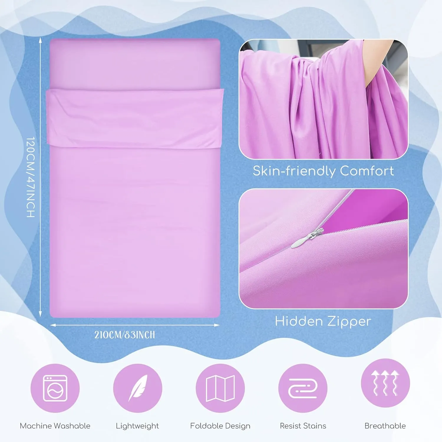 Irenare Self Tan Sleep Sack Breathable Self Tanning Sheet Protector for Bed Travel Sleeping Bag Camping and Sheet Liner for Outdoor Travel Hiking