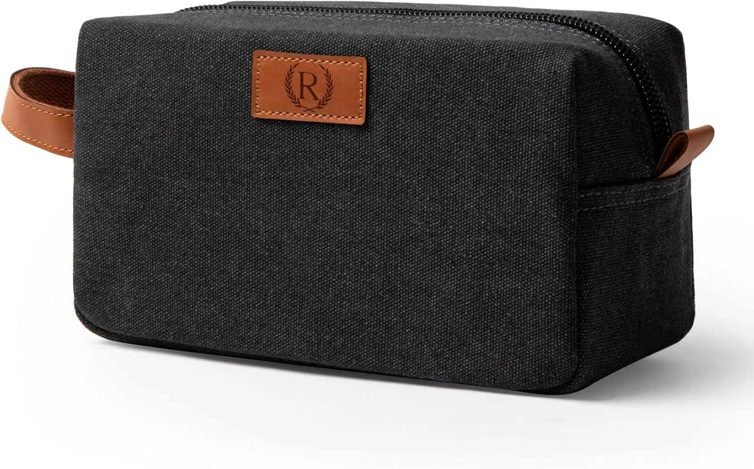Janhavi Customized Gifts for Men, Waterproof Travel size Toiletries Bag, Makeup Organizer Foldie Travel Bag, Mens Toiletry Travel Bag, Engraved Initials & Wheat Ear,Travel Essentials Men(Dark Grey R)