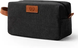 Janhavi Customized Gifts for Men, Waterproof Travel size Toiletries Bag, Makeup Organizer Foldie Travel Bag, Mens Toiletry Travel Bag, Engraved Initials & Wheat Ear,Travel Essentials Men(Dark Grey R)