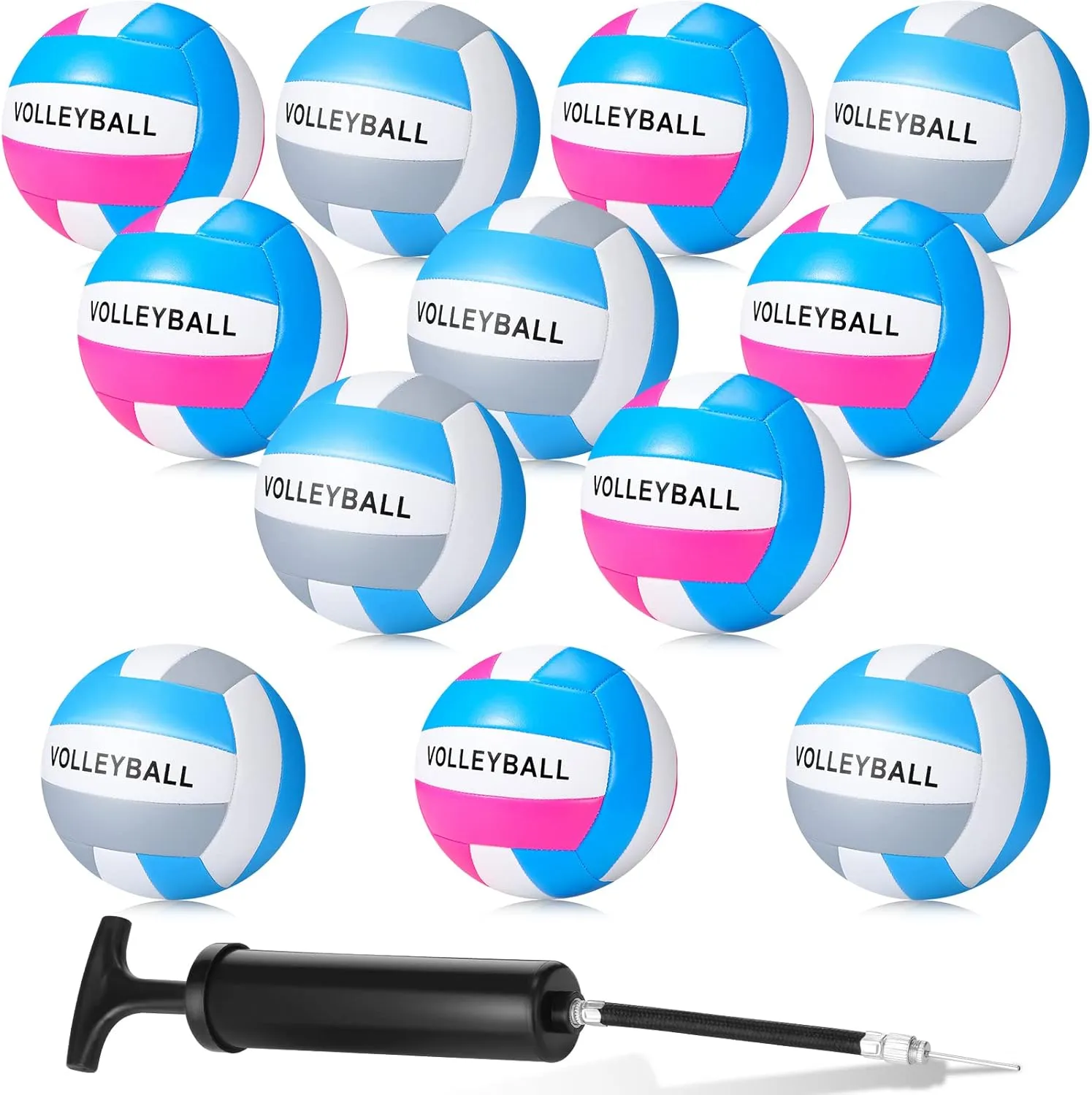 Jerify 12 Pcs Volleyball Official Size 5 Waterproof Soft Volleyball Kit Beach Volley Ball Pool Volley Balls for Beginner Teenager Adult Indoor Outdoor Beach Training Equipment