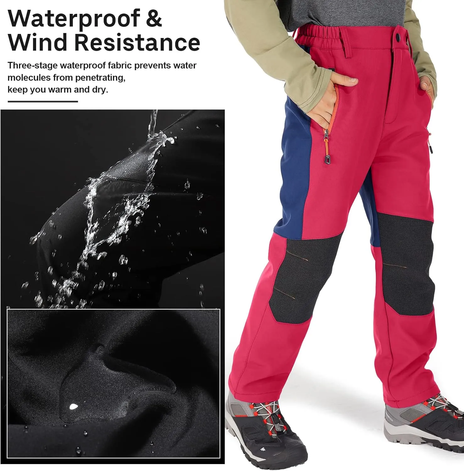 Jessie Kidden Kids Boys Girls Youth Waterproof Hiking Ski Snow Pants Elastic Waist Warm Insulated Pants