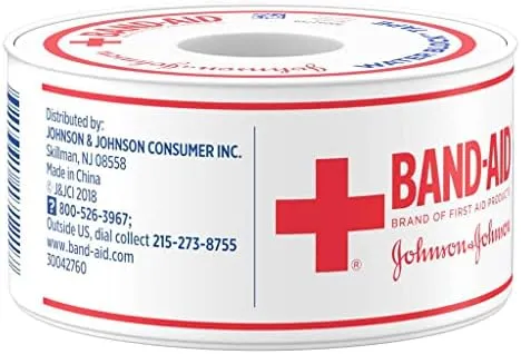 Johnson & Johnson Band-Aid Brand of First Aid Products Waterproof Tape, 1 Inch by 10 Yards (Pack of 4)