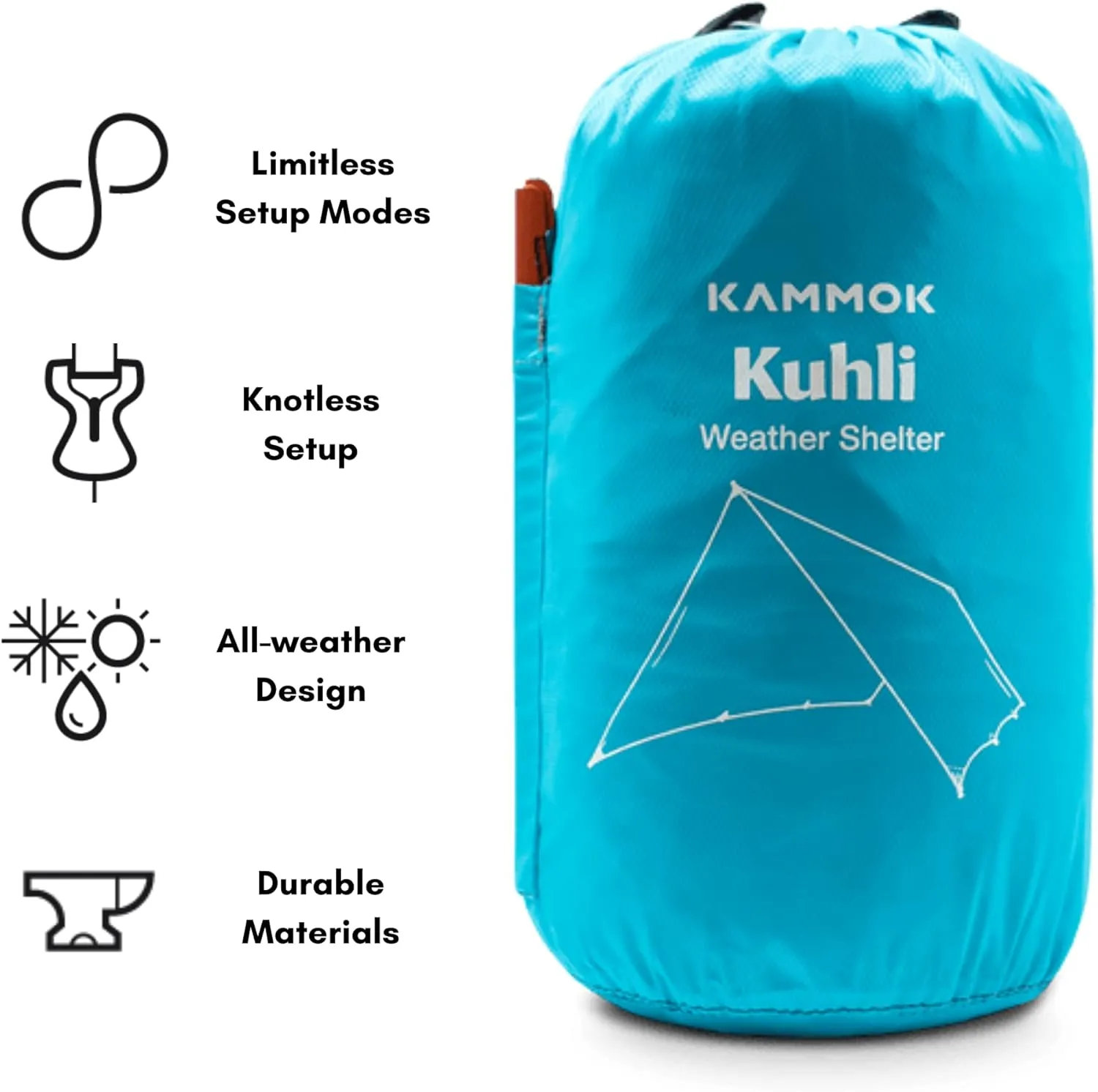 KAMMOK Kuhli: Ground-to-air, Weatherproof Protection in The Backcountry. (A high Performance shelter Equipped to Adapt to Varied environments), Ember Orange