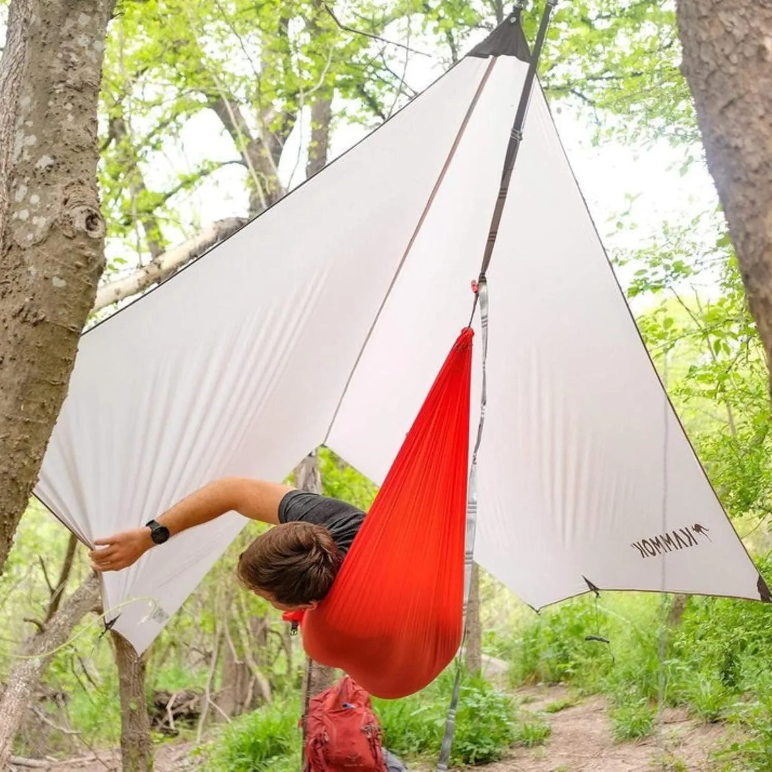 KAMMOK Kuhli: Ground-to-air, Weatherproof Protection in The Backcountry. (A high Performance shelter Equipped to Adapt to Varied environments), Ember Orange