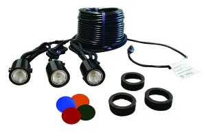 Kasco LED Composite 3 Light Decorative Fixture Kit for 1/2-1HP Fountains | 120V, 11W per Fixture | 5 Color Option Available | 300ft Power Cord Included | (Fountain Sold Separately)