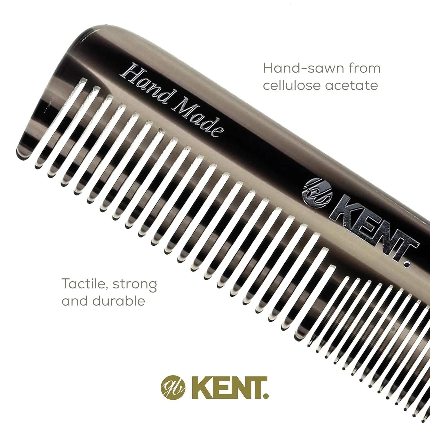 Kent OT G Pocket Comb - Handmade Fine and Wide Tooth Hair Comb for Men, Women, and Kids - Travel, Beard, and Mustache Comb - Saw Cut and Hand Polished Made in England