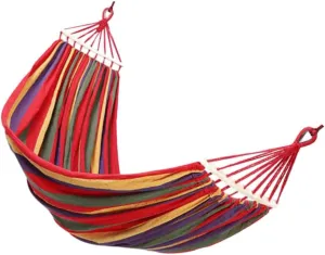 KICHOUSE Travel-Friendly Swing Bed Canvas Camping Hammock Wooden Frame for Relaxation Go