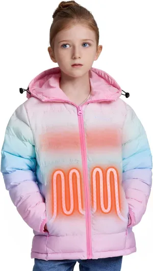 Kids Heated Jacket with Battery Pack - 7.4V Rechargeable Boys Girls Lightweight Electric Heated Coat Winter