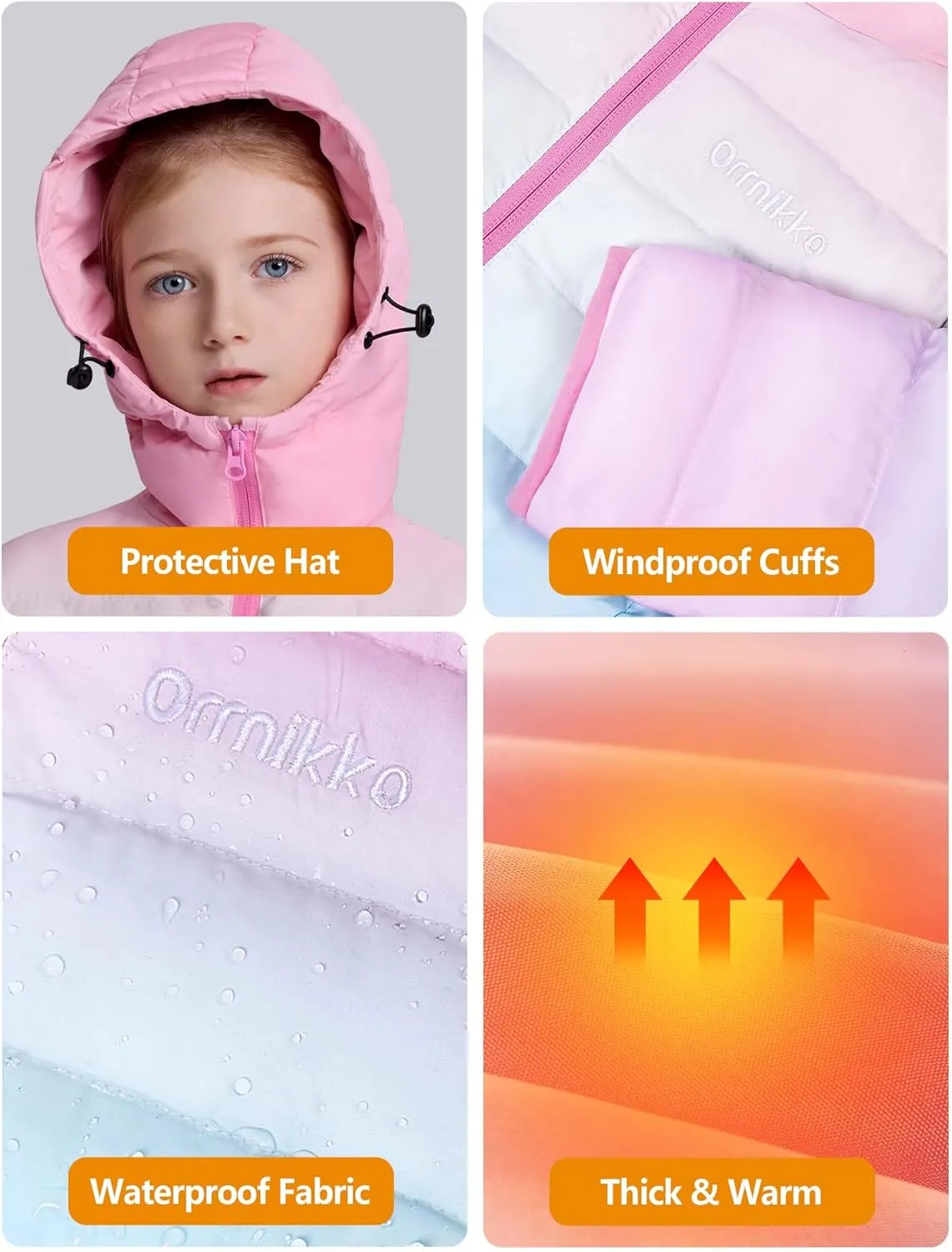 Kids Heated Jacket with Battery Pack - 7.4V Rechargeable Boys Girls Lightweight Electric Heated Coat Winter