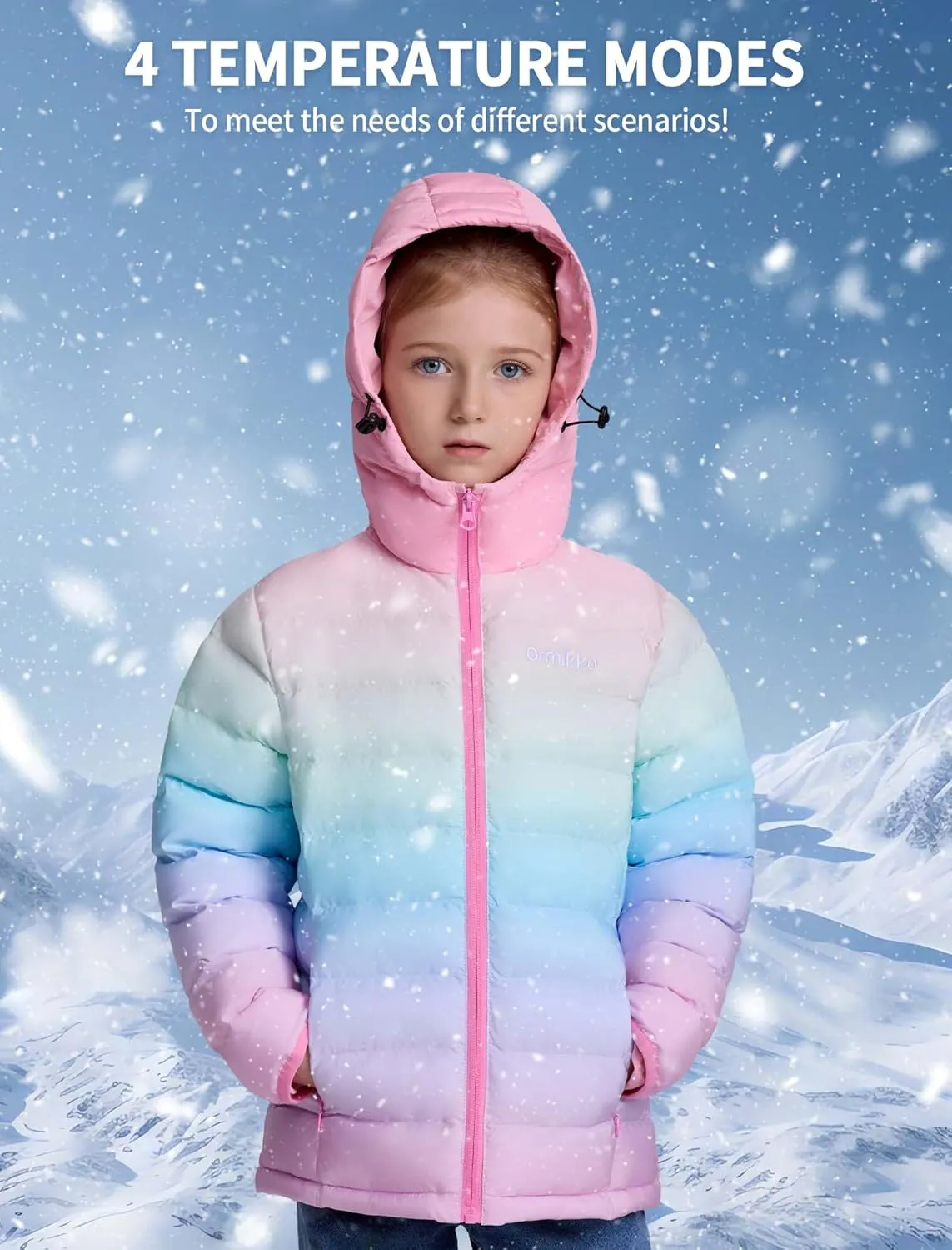 Kids Heated Jacket with Battery Pack - 7.4V Rechargeable Boys Girls Lightweight Electric Heated Coat Winter