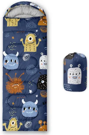 Kids Sleeping Bag for Boys Girls,Cute Puppy Print-Lightweight Warm Portable Outdoor Indoor-Waterproof Cold Weather Resistant Sleeping Bag for Camping Hiking