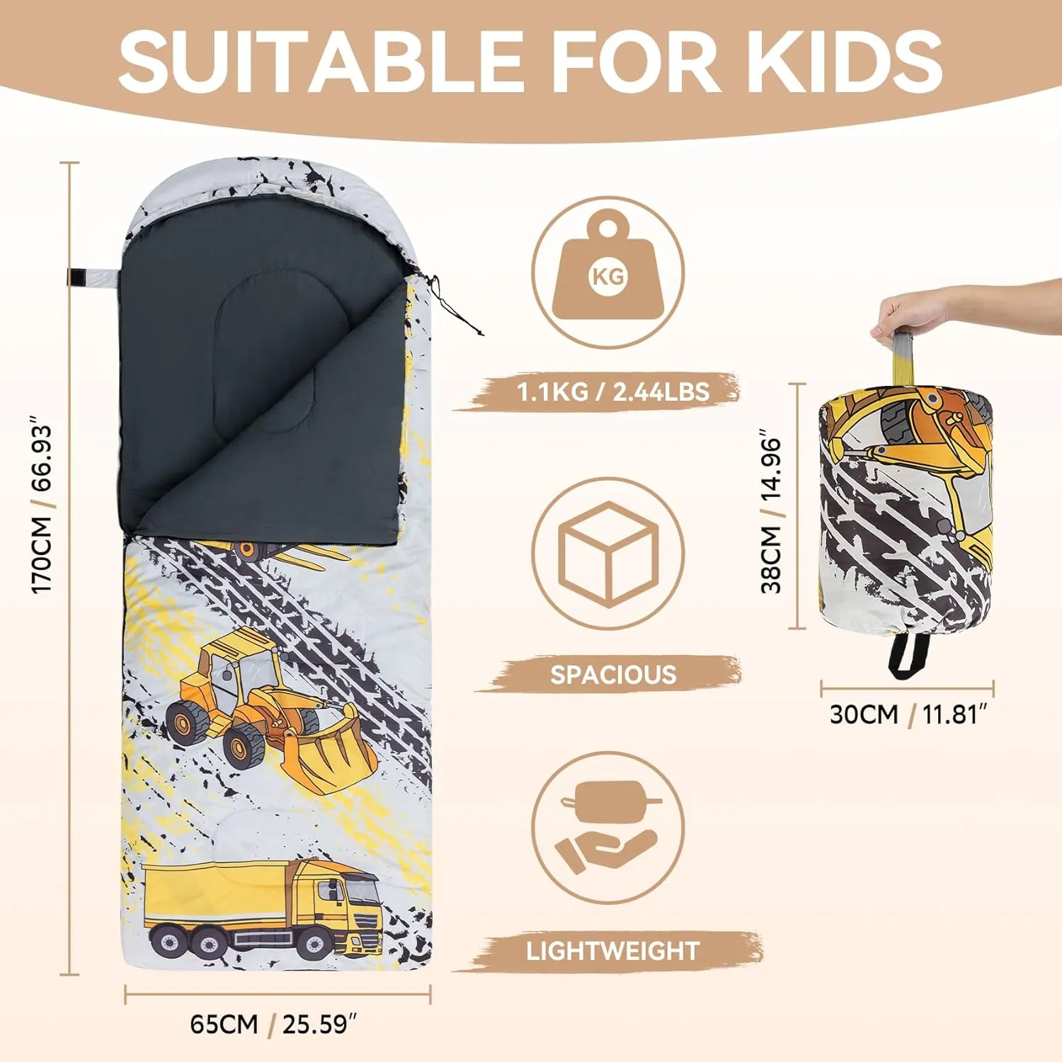 Kids Sleeping Bag for Camping - Lightweight 3 Season Backpacking Sleeping Bag, Compact Child Sleeping Bag for Girls and Boys, Waterproof Youth Sleeping Bag for Outdoor by Croosseoutdoors