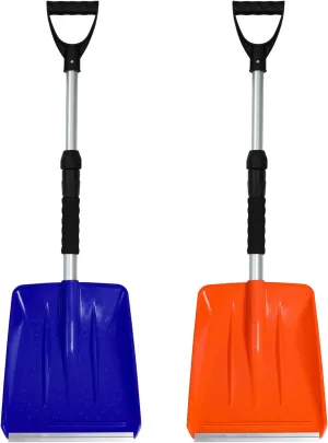 Kids Snow Shovel with D-Grip Handle, Aluminum Blade, Toddler Snow Shovel for Car Trunk, Emergencies, Driveways, and Car Snow Removal. (Age 3 , 2 Packs)