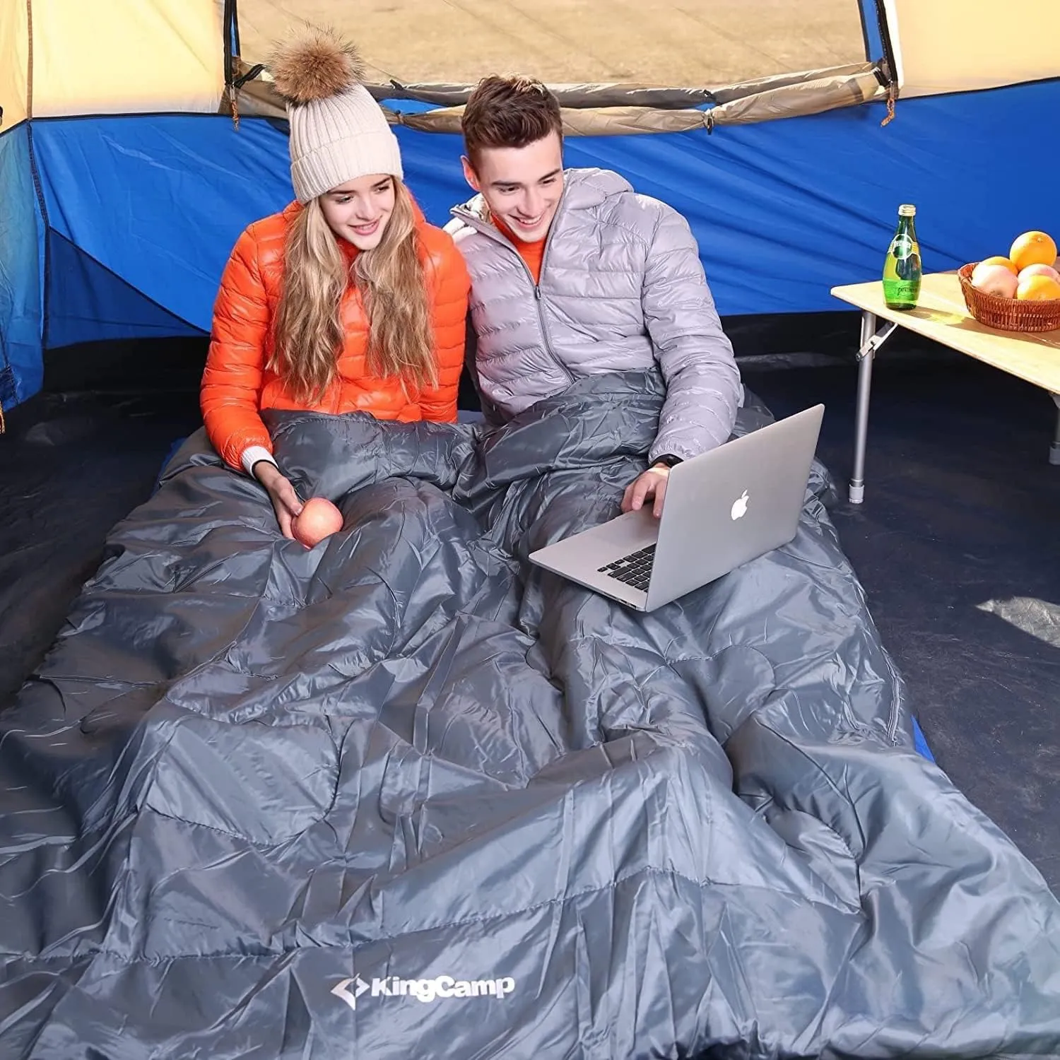 KingCamp Double Camping Sleeping Bag Waterproof Lightweight Soft Queen Size Sleeping Bags 2 Person for Adults Teens Hiking Backpacking Walking Traveling Outdoor 87”x59”