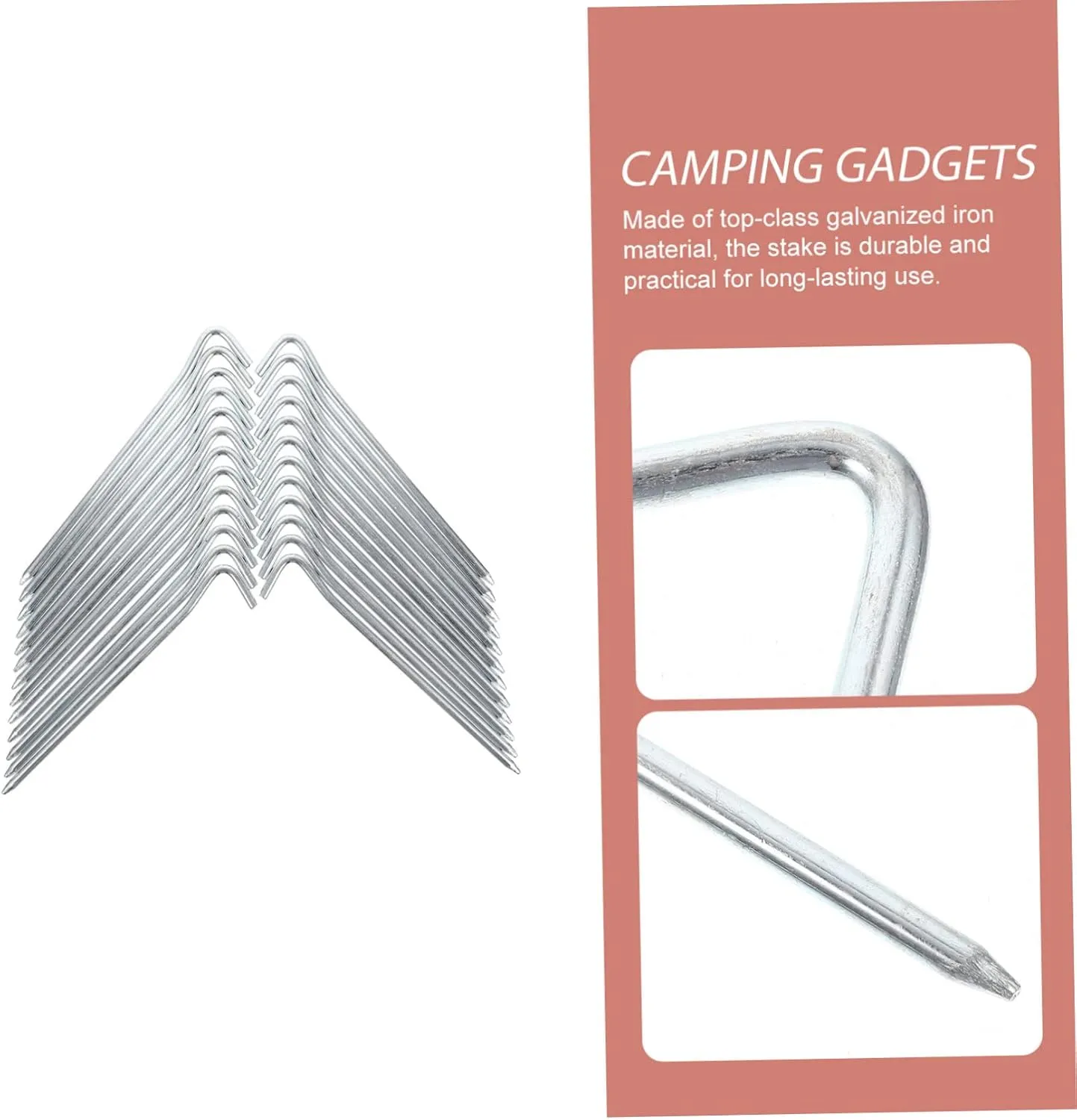 Kisangel 10pcs Heavy Duty Galvanized Iron Tent Stakes Durable Ground Nails for Camping Easy to Use and Resistant Pegs for Secure Tent Anchoring