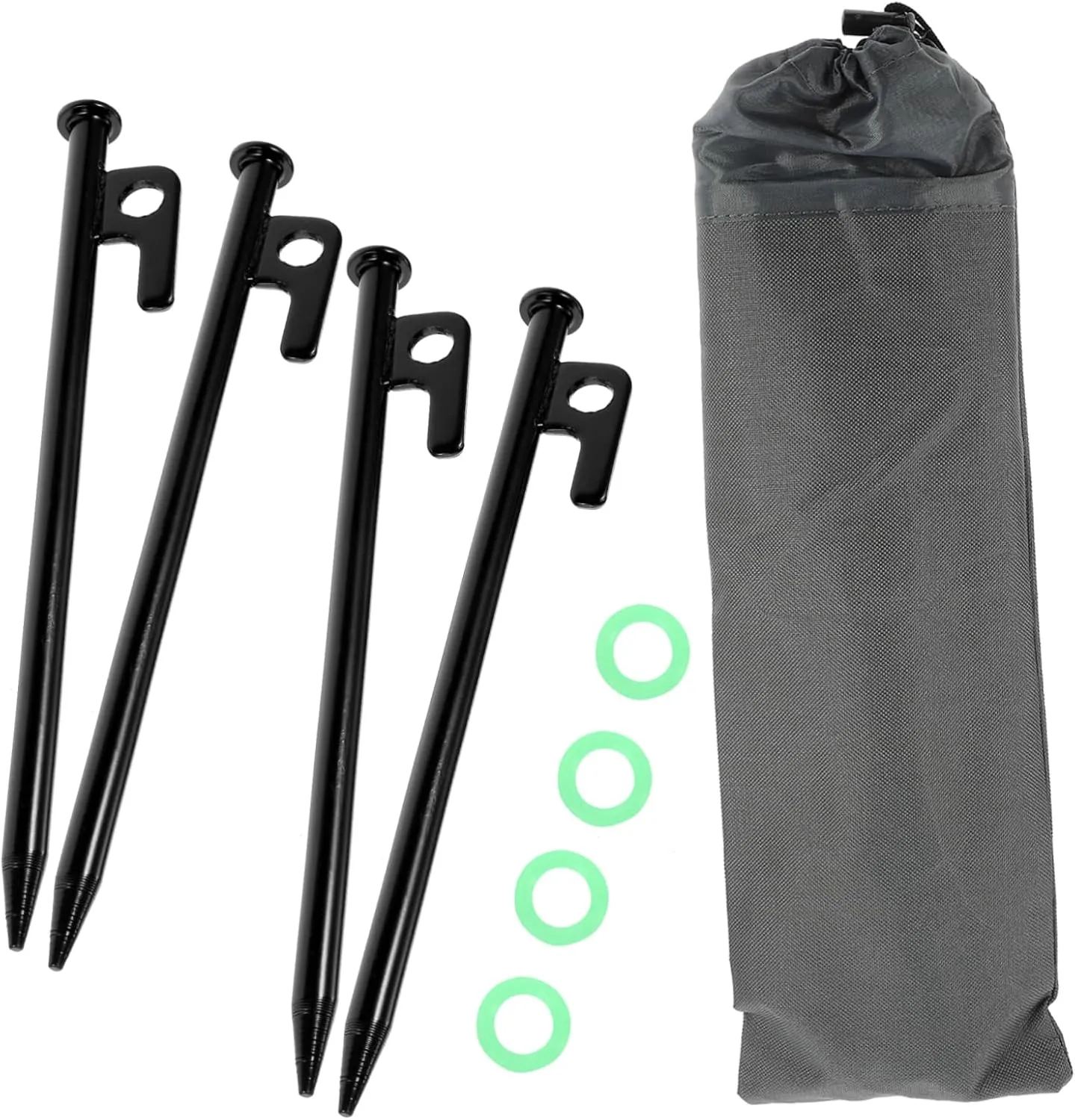Kisangel 1set Tent Stakes Heavy Duty Metal Pegs with Outdoor Ground Stakes for Camping Tarp Awning Easy to Install and Remove Portable Storage Bag Included
