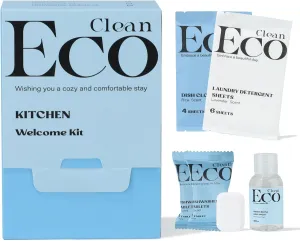 Kitchen Cleaning Kit, 4 Individual Package Cleaning Supplies, Pre-load Dish cloth, Dishwashing Tablets, Laundry Detergent Sheets, Hand Wash. Efficient Convenient & Portable Travel Size(20 Boxes Bulk)