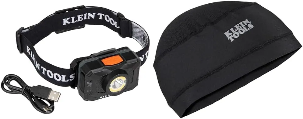 Klein Tools 56414 800 Lumen Rechargeable Headlamp and 60181 Cooling Helmet Liner Bundle