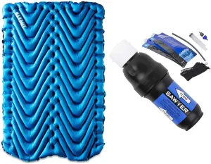 Klymit Insulated Double V Sleeping Pad and Sawyer Squeeze Water Filtration System Bundle
