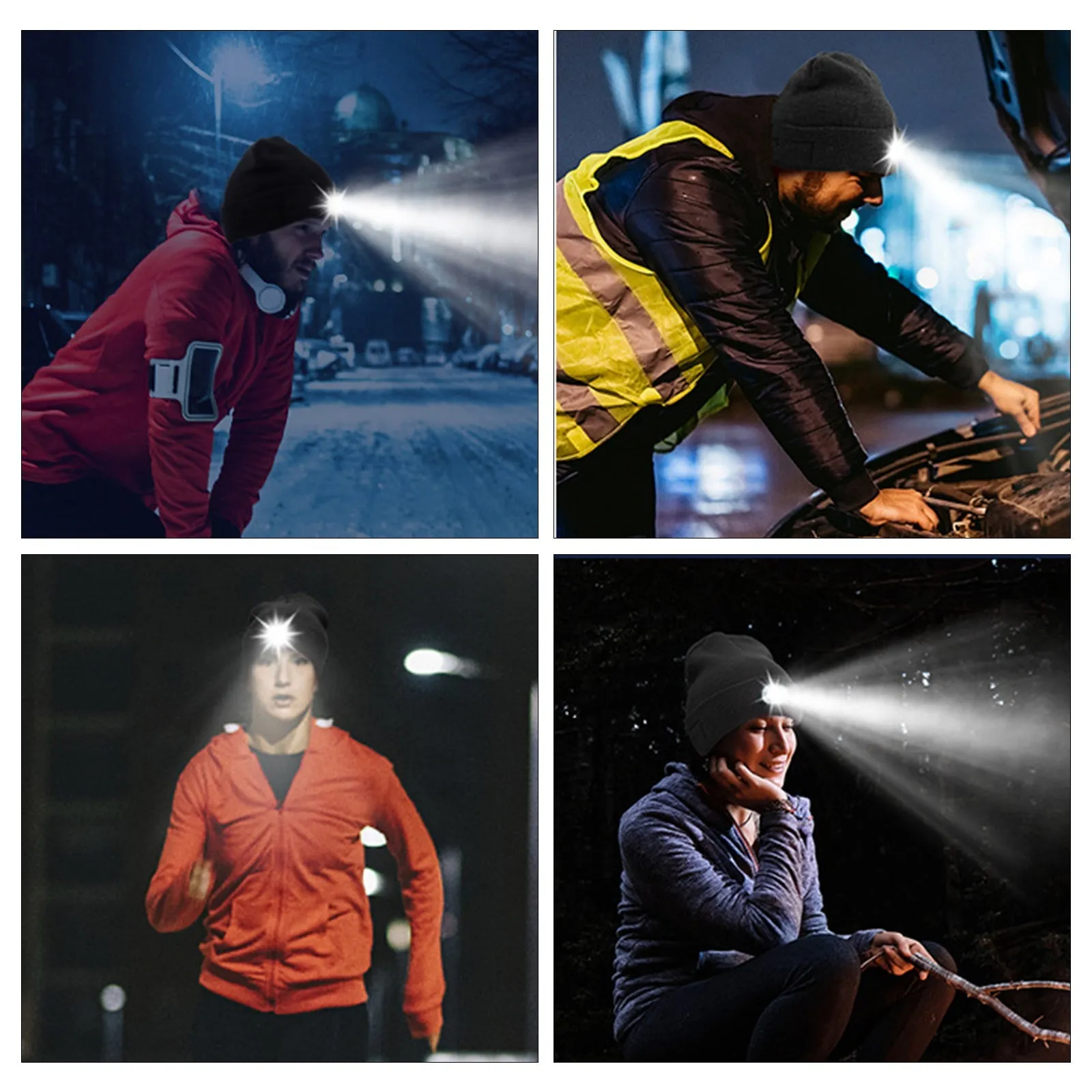 Knit Beanie Hat with Lights for Men & Women, Winter Outdoor LED