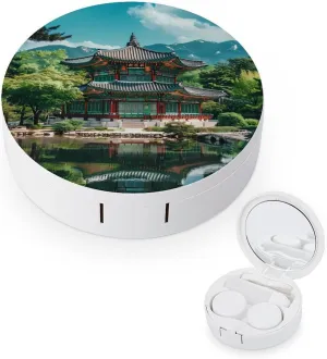 Korean Architecture Palace of Koreas Contact Lens Case Portable Cute Eye Contacts Travel Kit with Mirror Container Holder Box