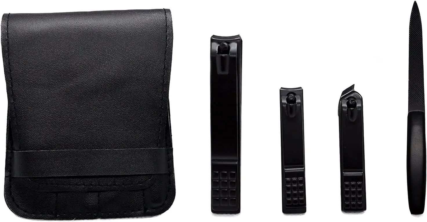 KUYWLMKMZZ Manicure Kit Mini Personal Care Set Portable Nail Clippers 3 Pieces Built in Nail File Black Travel Ladies Men Nail Care Kit (Color : Black)