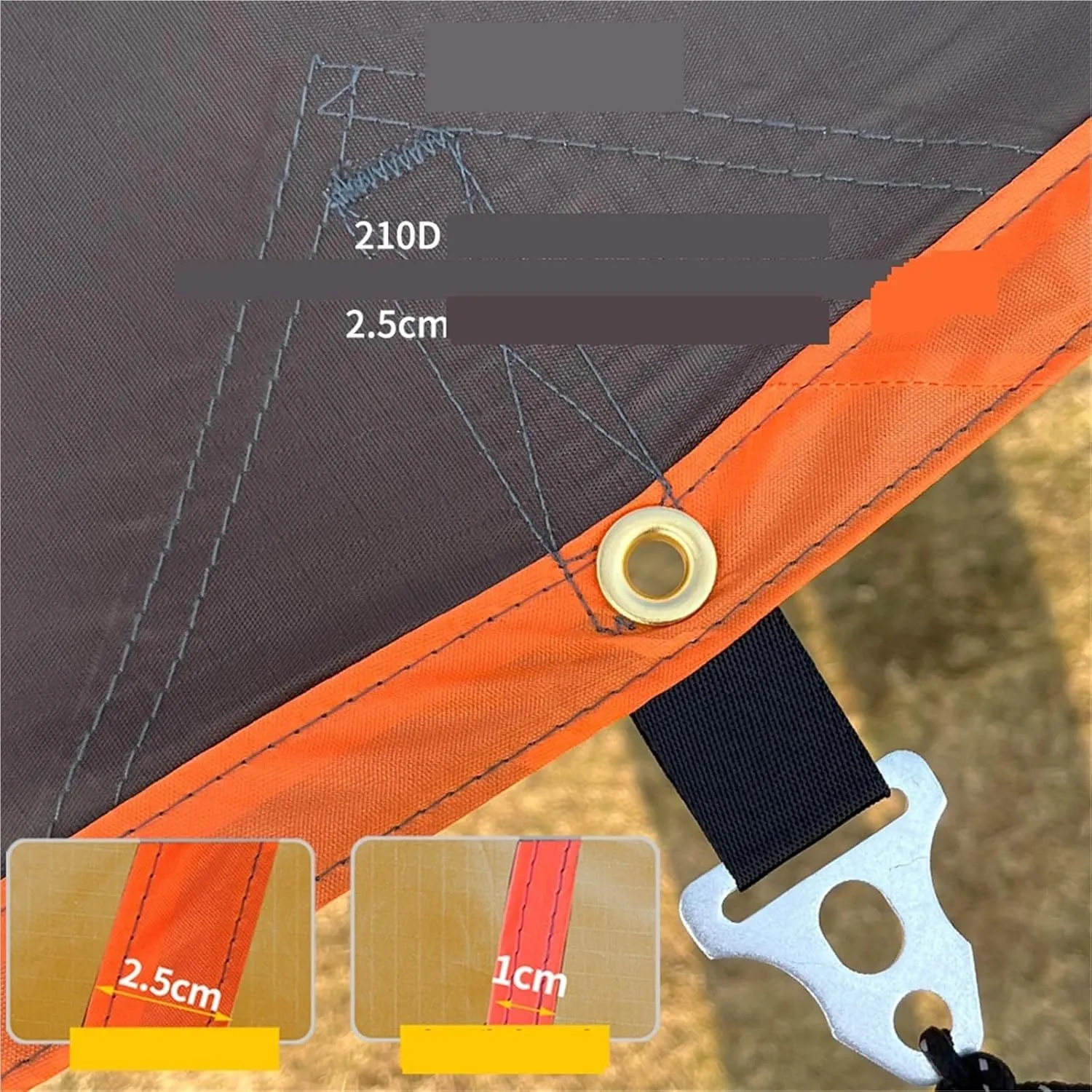 Large Camping Waterproof Tarp Oxford 4X6 Outdoor Canopy Sun Shelter Tent Tourist Awning Shade for Multiple People(Yellow with 2.4m Pole)