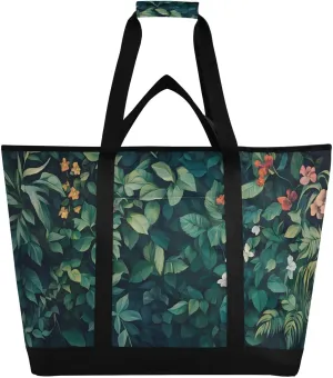 Large Insulated Cooler Bag Plant Green Flower, Collapsible Soft Cooler Makes a Perfect Insulated Grocery Bag, Food Delivery Bag, Travel Insulated Bag or Beach Cooler Bags