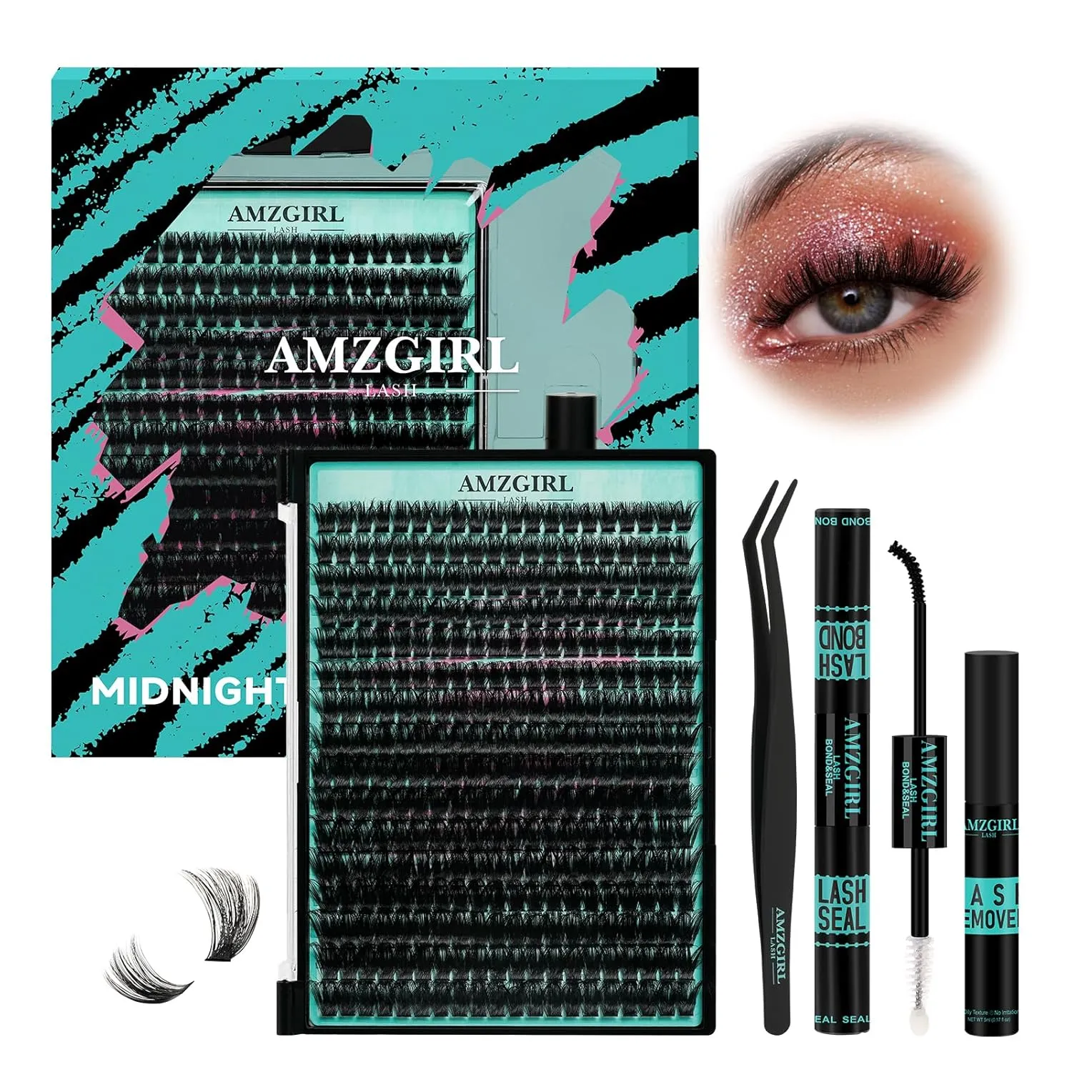 Lash Clusters Kit 320Pcs,100D DIY Individual Lashes Extension Kit,Lash Bond And Seal,Lash Remover For Eyelashes Extensions,Lash Applicator Tool For False Eyelash Cluster Kit At Home(D-Mix10-16mm)
