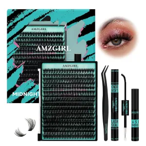 Lash Clusters Kit 320Pcs,100D DIY Individual Lashes Extension Kit,Lash Bond And Seal,Lash Remover For Eyelashes Extensions,Lash Applicator Tool For False Eyelash Cluster Kit At Home(D-Mix10-16mm)
